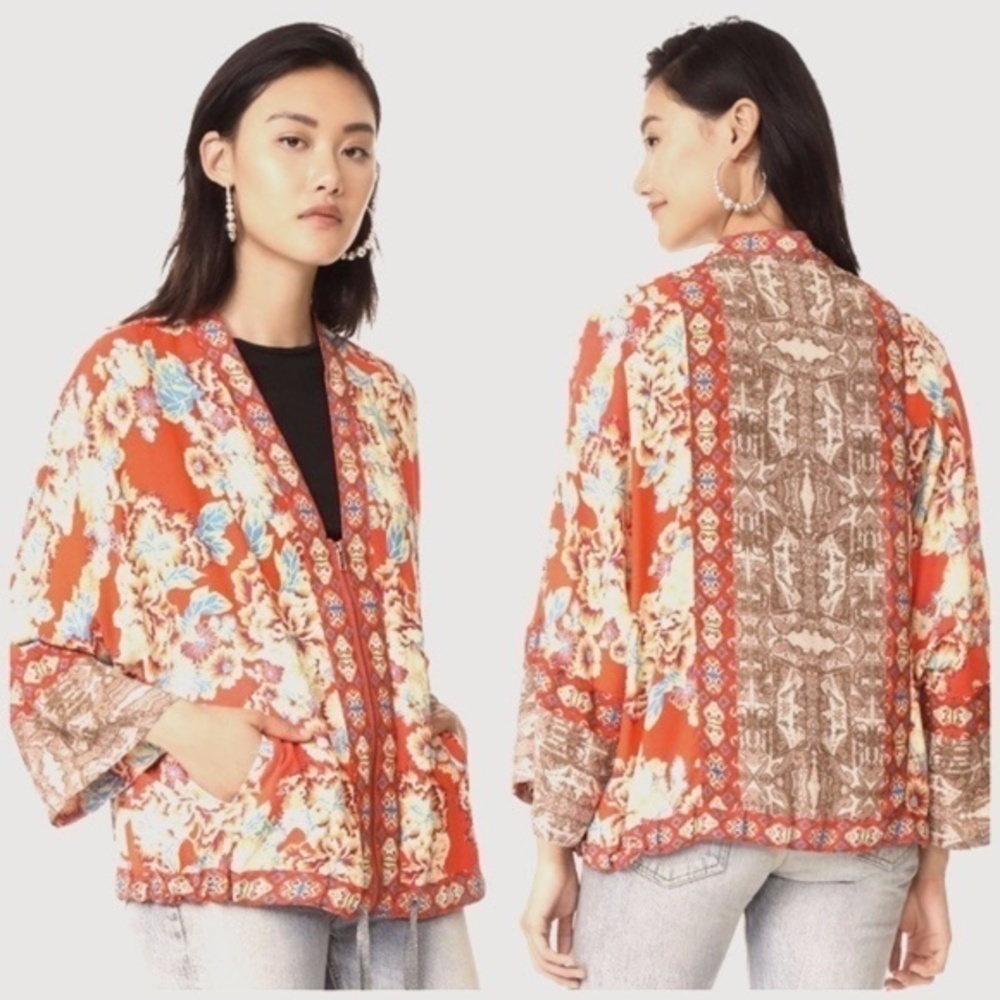 NWOT  Free People Wildflower Zip Up Kimono